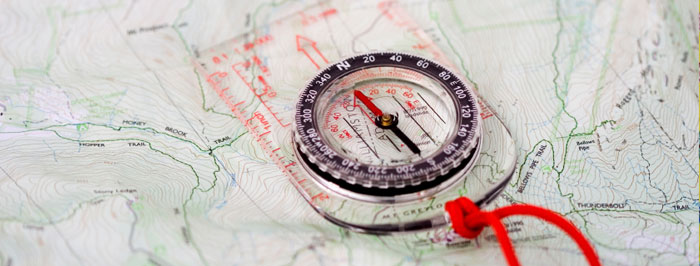 Compass and map for geocaching